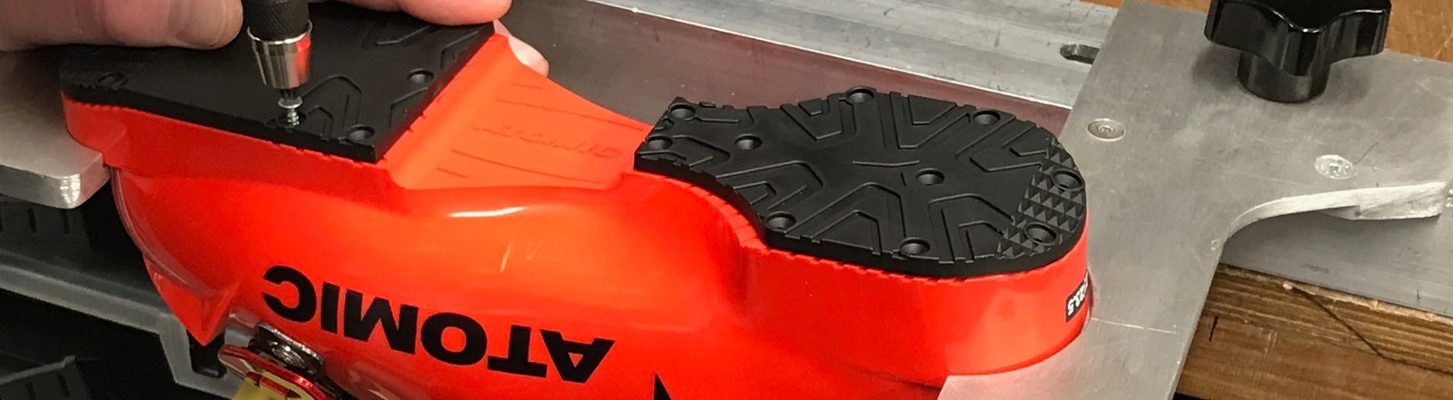 Redster race plates fitting closeup